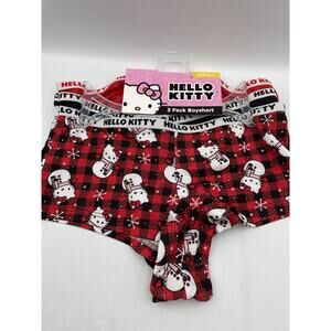 HELLO KITTY Christmas Snowman 3-Pk, Junior Boy Shorts Panties Size Small NEW